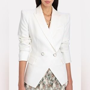 Veronica Beard Ivory Thaddeus Double Breasted Dicky Jacket Blazer Size 8